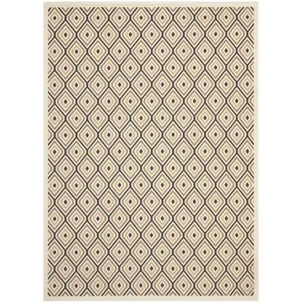 Veranda Power Loomed Medium Rectangle Rug- Cream - Chocolate- 5 Ft. 3 In. X 7 Ft. 7 In., Safavieh, Mfr#: VER003-0212-5